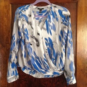 Blouse by Alfani -multi colors blue gray black wht